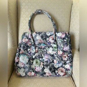 Paperchase large floral handbag/tote. Black w/pastels. Wipe down polyurethane.
